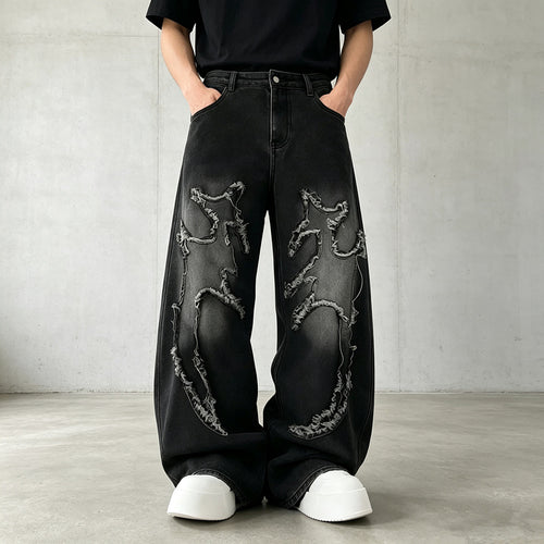 Herren Weit geschnittene Destroyed Jeans Drune