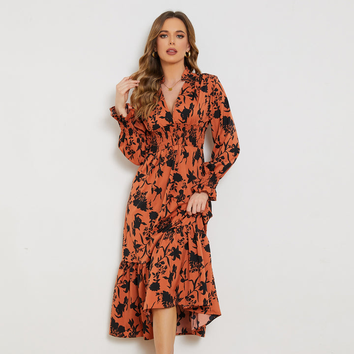Damen Midikleid mit schmeichelhaftem Schnitt und floralem Design Drune
