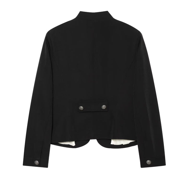 Damen Militärisch inspirierte Doppelreihige Kurzjacke mit Stehkragen und Epauletten Drune