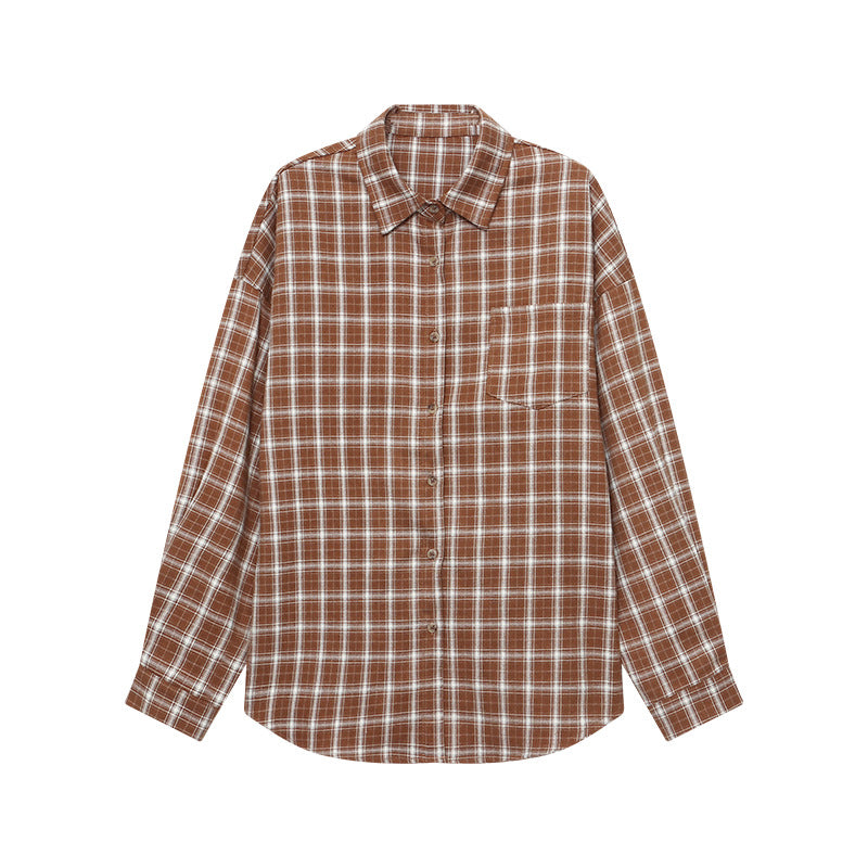 Damen lässige Karobluse mit oversized Schnitt und feinen Details Drune