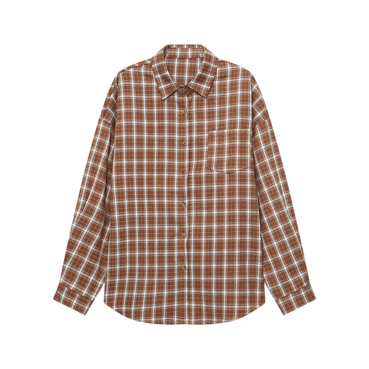 Damen lässige Karobluse mit oversized Schnitt und feinen Details Drune