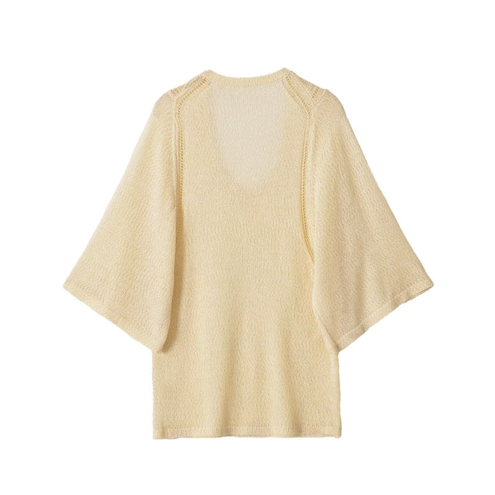 Damen Leichter Strickponcho mit weitem Arm und U-Ausschnitt Drune