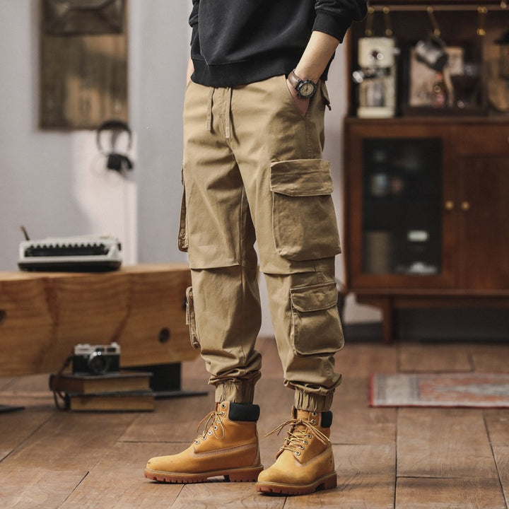 Herren Robuste Cargo-Jogginghose mit Multifunktions-Taschen Kordelzug elastische Bündchen Drune