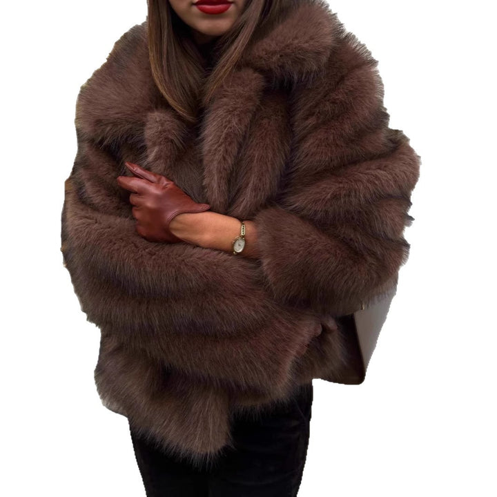 Damen Luxuriöse Kapuzenjacke aus hochwertigem Kunstpelz Drune