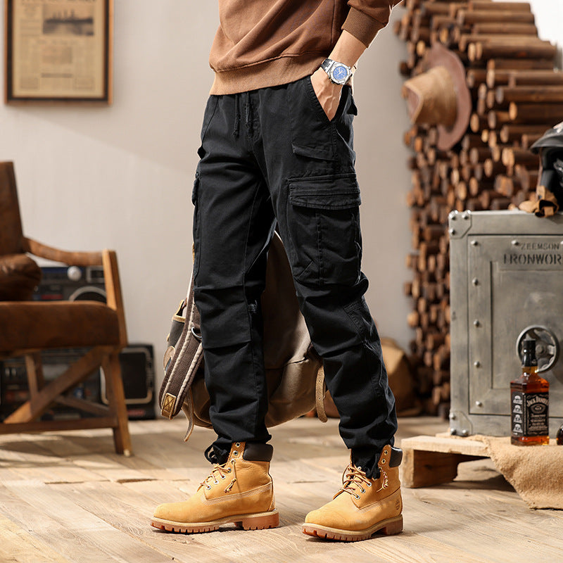 Herren Tactical Cargo-Hose mit Knöchelstulpen und Mehrfachtaschen Drune