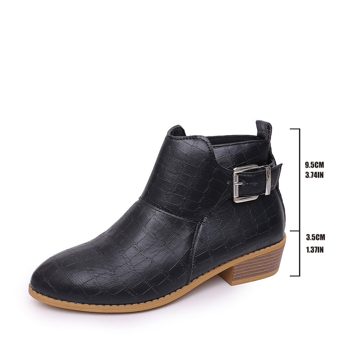 Damen Mode Stiefeletten mit Schnallen-Detail Drune