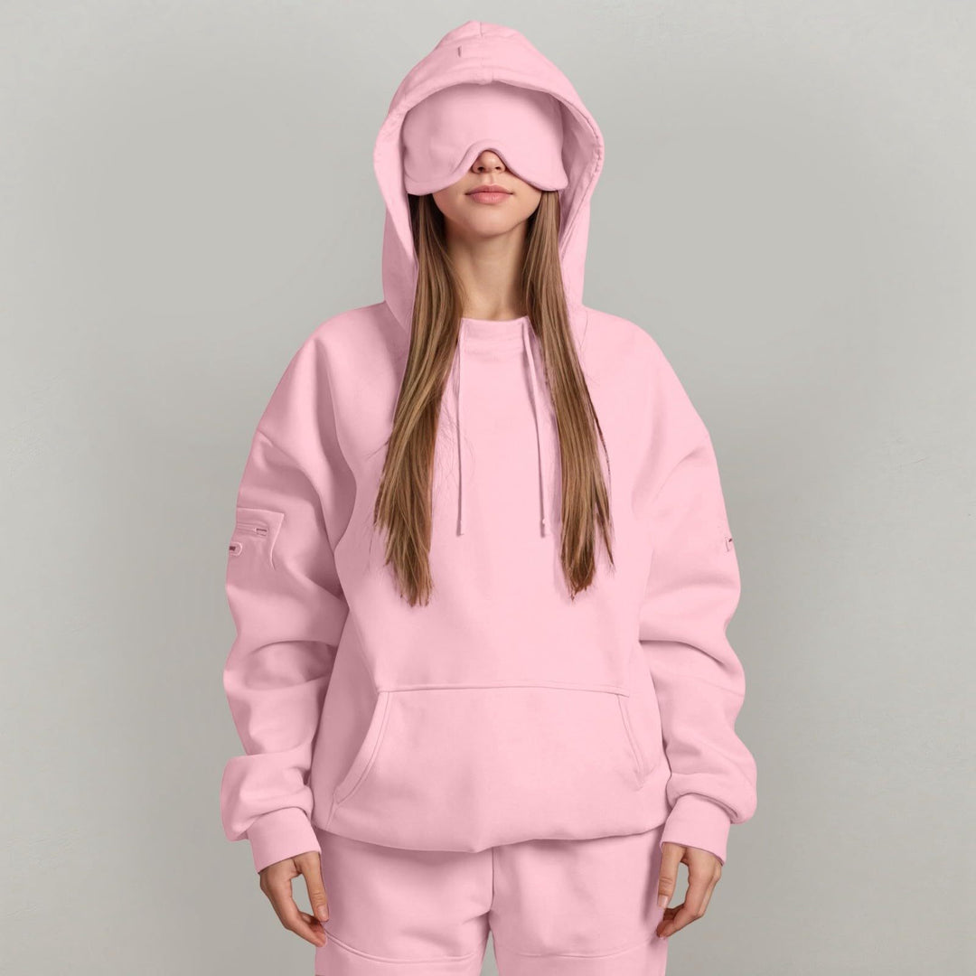 Damen kuscheliger Oversized Hoodie mit integrierter Augenmaske Drune
