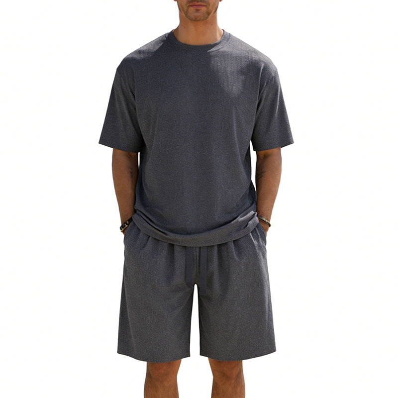 Herren nan Kurzarmshirt- und Bermudakombination aus geripptem Jersey mit elastischem Tunnelzugbund Drune