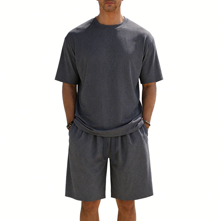 Herren nan Kurzarmshirt- und Bermudakombination aus geripptem Jersey mit elastischem Tunnelzugbund Drune