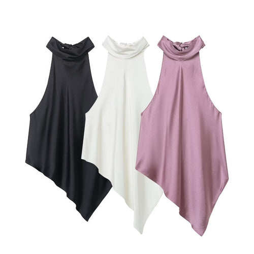 Damen elegant geschnittenes Top mit hochgeschlossenem Kragen Drune