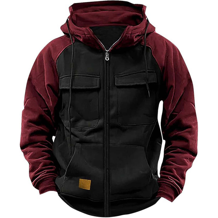 Herren nan Utility-Kapuzenjacke mit Materialmix, Brusttaschen und Reißverschluss Drune