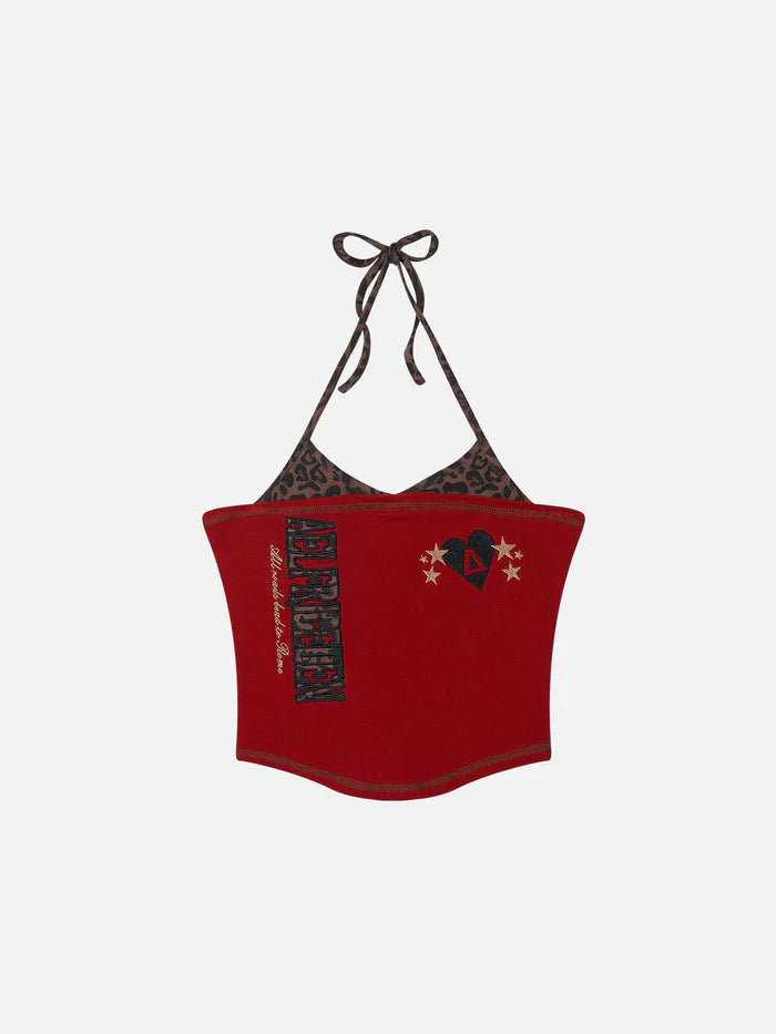 Damen Bunt bedrucktes Crop-Top mit Halterneck Drune