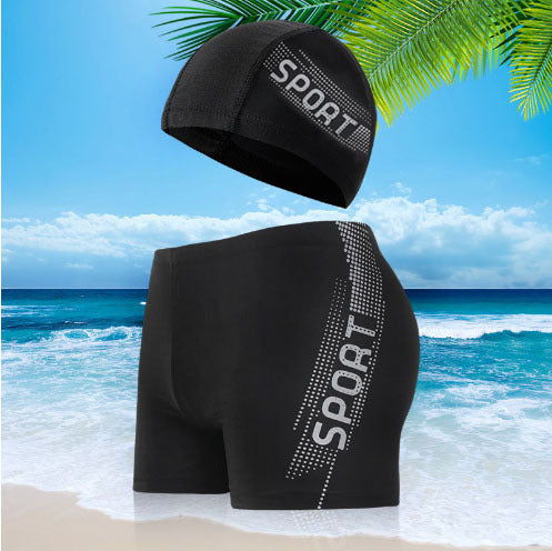 Herren Sportliche Schwimmshorts mit passender Badekappe Drune