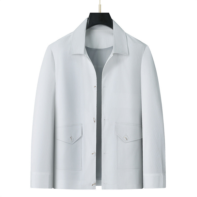 Herren Übergangsjacke im Overshirt‑Stil mit Hemdkragen und aufgesetzten Pattentaschen Drune