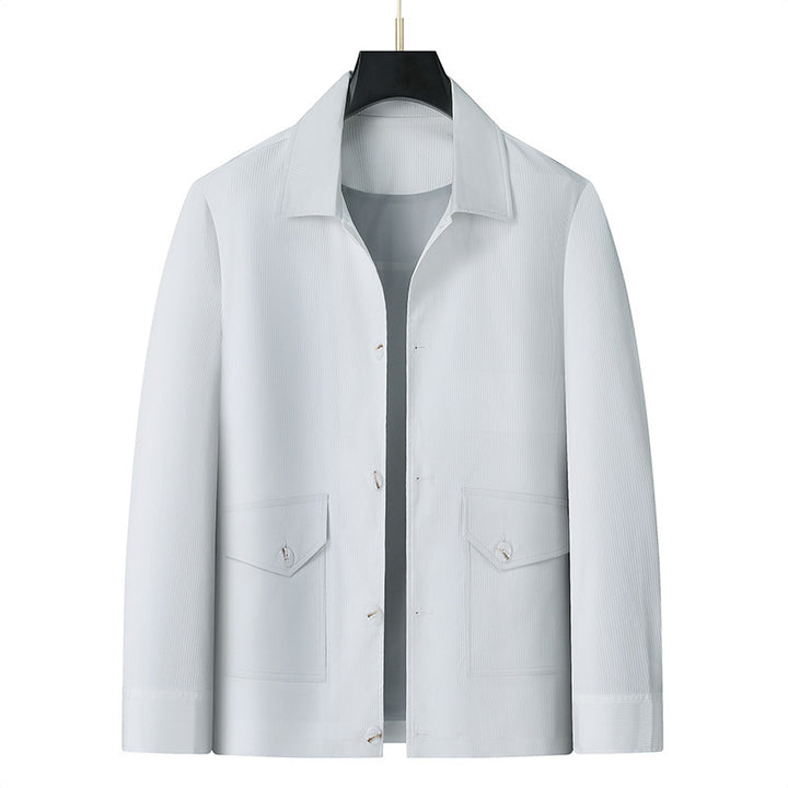 Herren Übergangsjacke im Overshirt‑Stil mit Hemdkragen und aufgesetzten Pattentaschen Drune