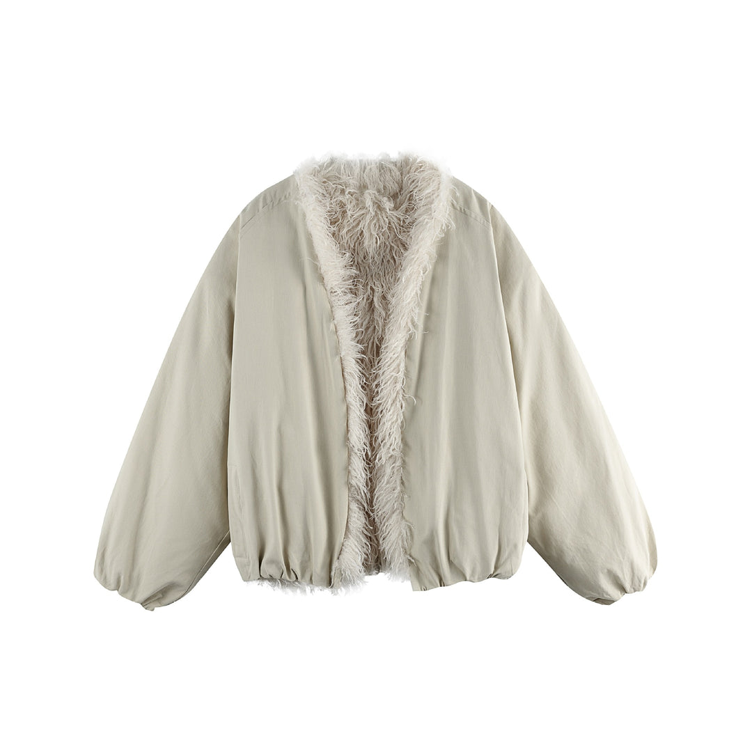 Damen Kurzblouson im Oversize‑Cut mit voluminösem Teddyfutter und elastischem Saum Drune
