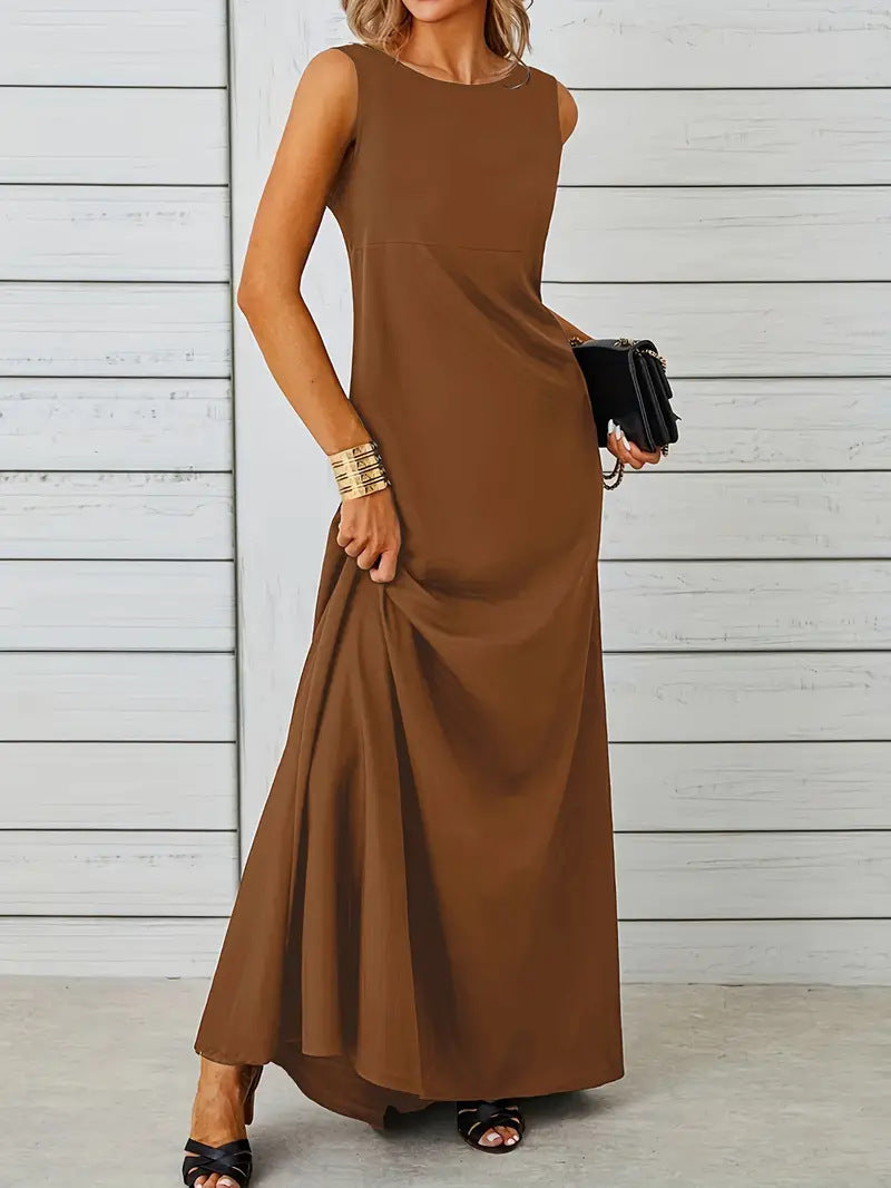 Damen elegantes Maxikleid mit schwingendem Saum und klassischem Schnitt Drune