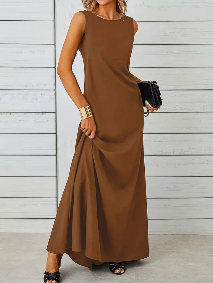 Damen elegantes Maxikleid mit schwingendem Saum und klassischem Schnitt Drune