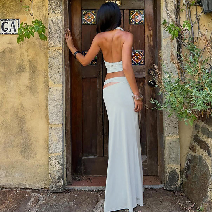 Damen Zweiteiliges Maxikleid mit raffiniertem Oberteil Drune