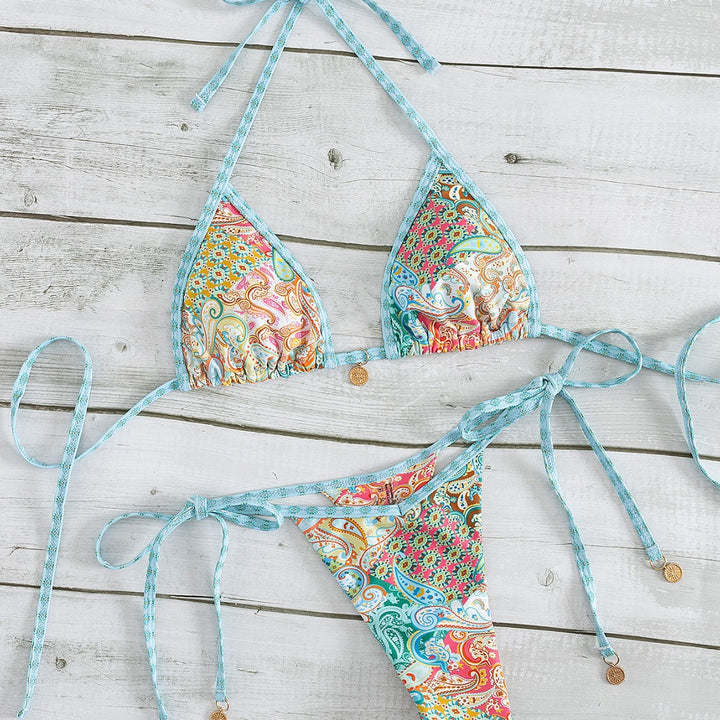 Damen Triangel-Bikini mit verspieltem Muster Drune