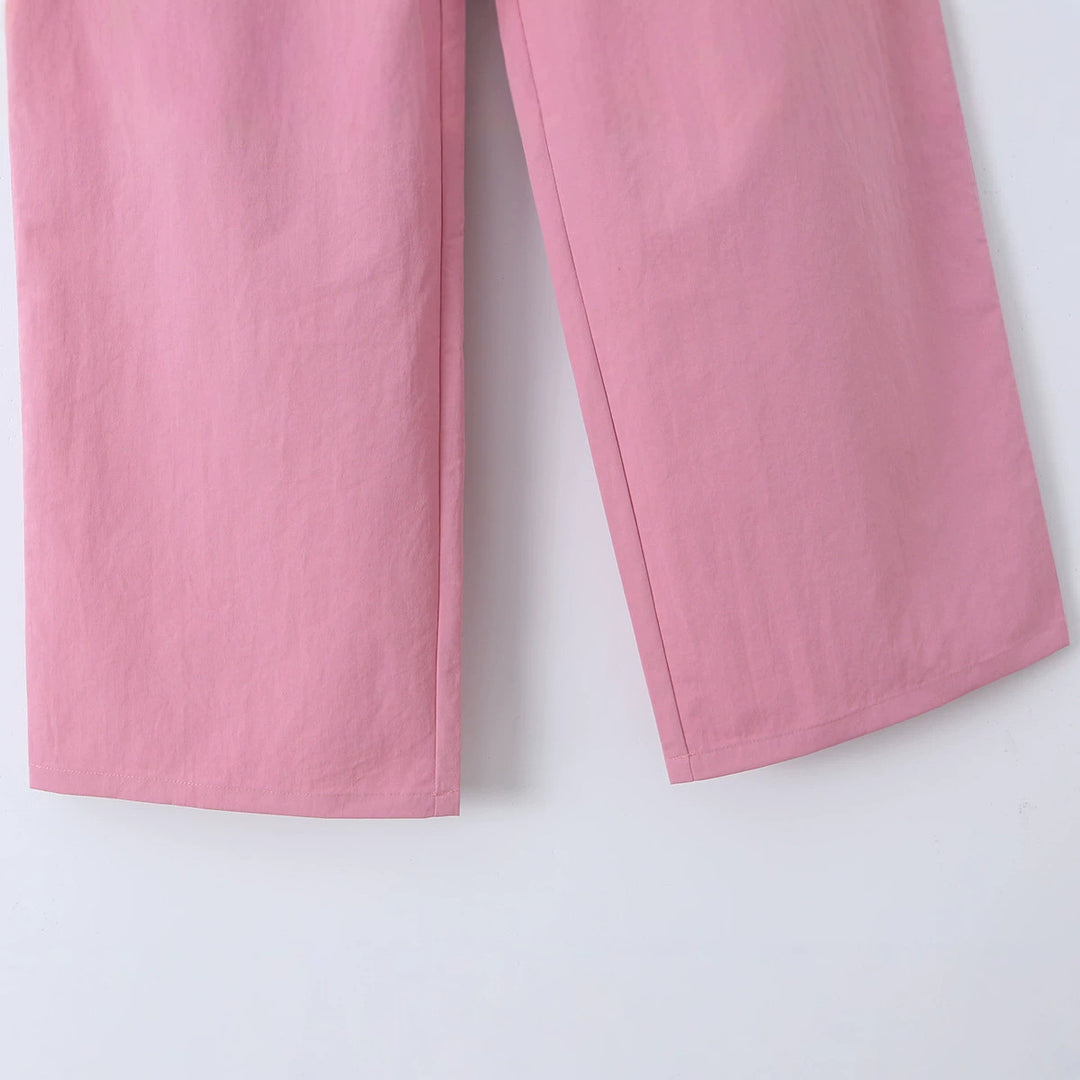Damen nan weite Highwaist-Hose mit Bügelfalte, Bundfalten und geradem Bein Drune