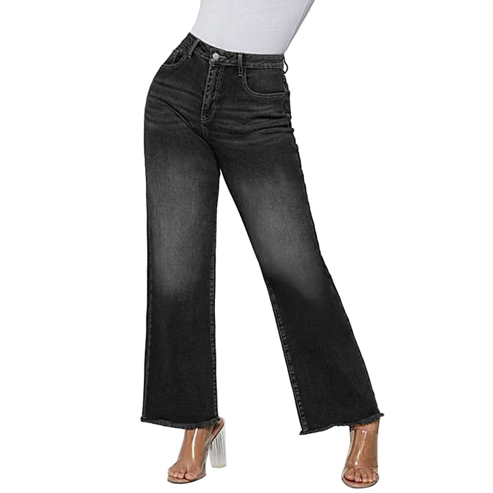 Damen nan weite knöchellange Jeans mit hohem Bund und rohem Saum Drune