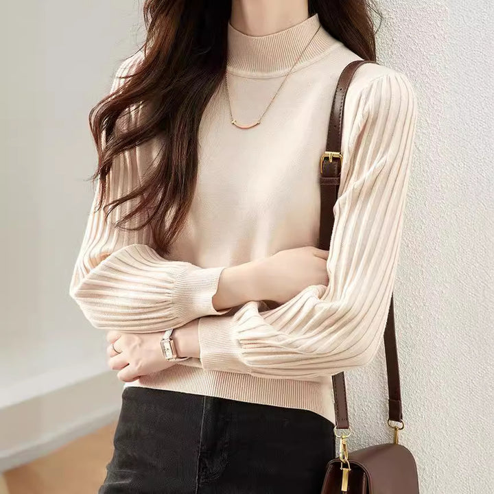 Damen eleganter Pullover mit hohen Strickärmeln Drune