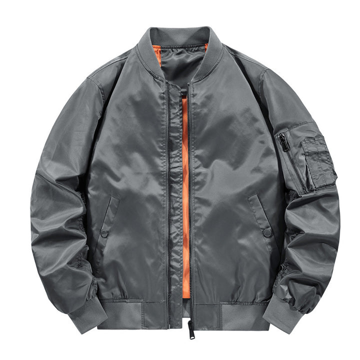 Herren Nylon‑Bomberjacke im Fliegerstil mit Ärmeltasche und Rippbündchen Drune