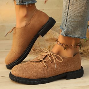 Damen Schnürer im Oxford‑Stil mit Leopardenprint und Wildleder‑Optik Drune