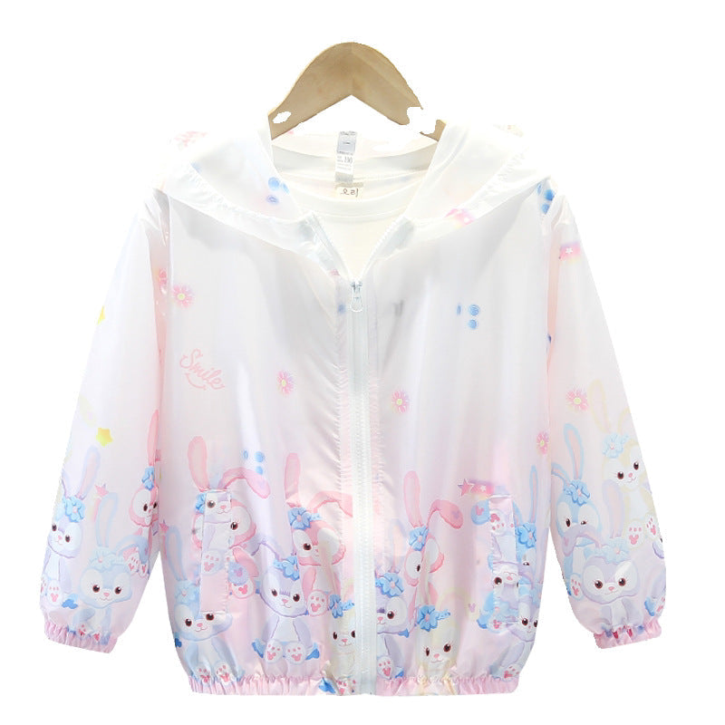 Damen nan leichte transparente Regenjacke für Mädchen mit Kapuze und verspieltem Cartoon-Print Drune