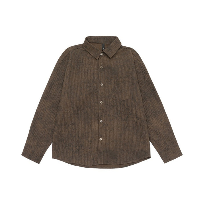 Unisex Leichtes Oversize-Hemdjacken-Shirt mit gewaschener Struktur und Brusttasche Drune