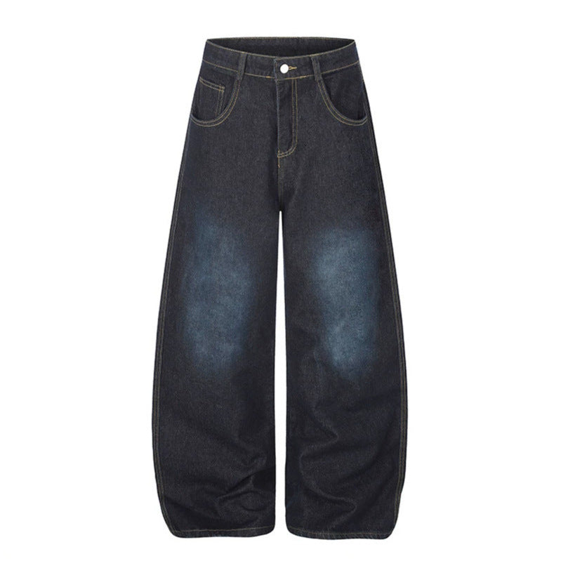 Damen High‑Waist Weite Palazzo-Jeans mit Statement-Patches und Retro-Embelishments Drune