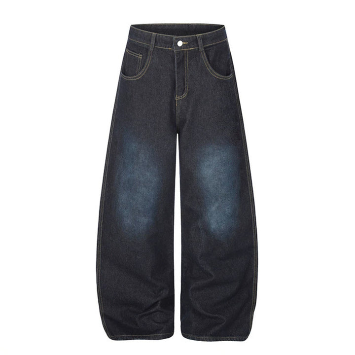 Damen High‑Waist Weite Palazzo-Jeans mit Statement-Patches und Retro-Embelishments Drune