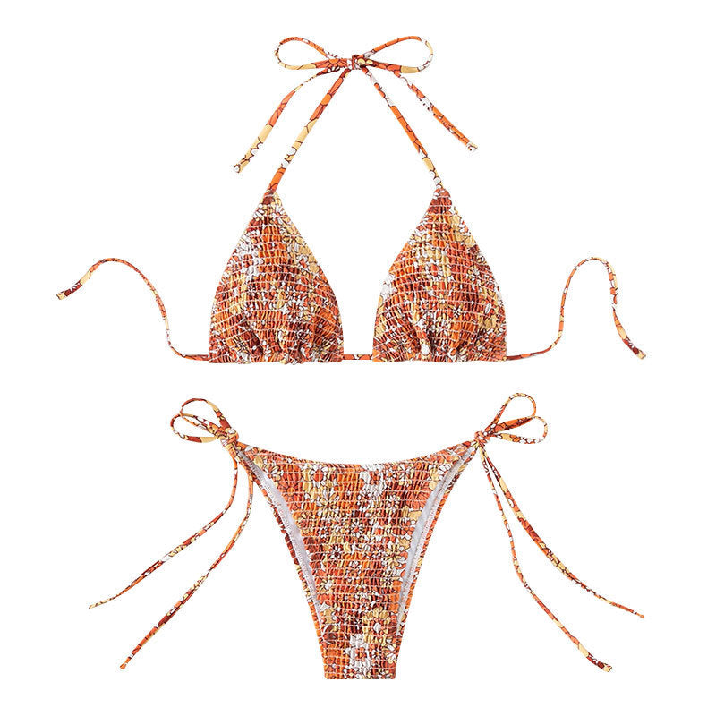 Damen Triangel-Bikini mit verspieltem Blumenmuster Drune