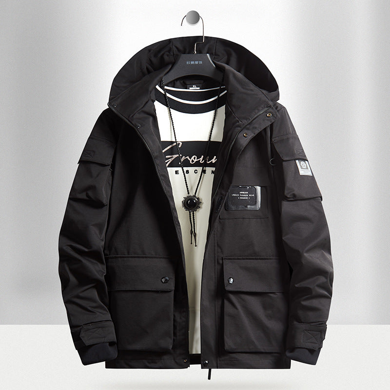 Herren Urbaner Tech-Parka mit Kapuze, Multifunktionstaschen und Thermoisolierung Drune