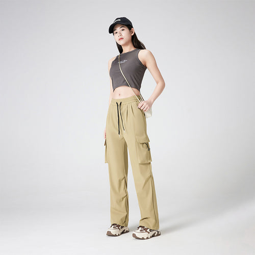Damen Cargohose im Outdoor-Stil mit Kordelbund, großen Seitentaschen und verstellbarem Saum Drune