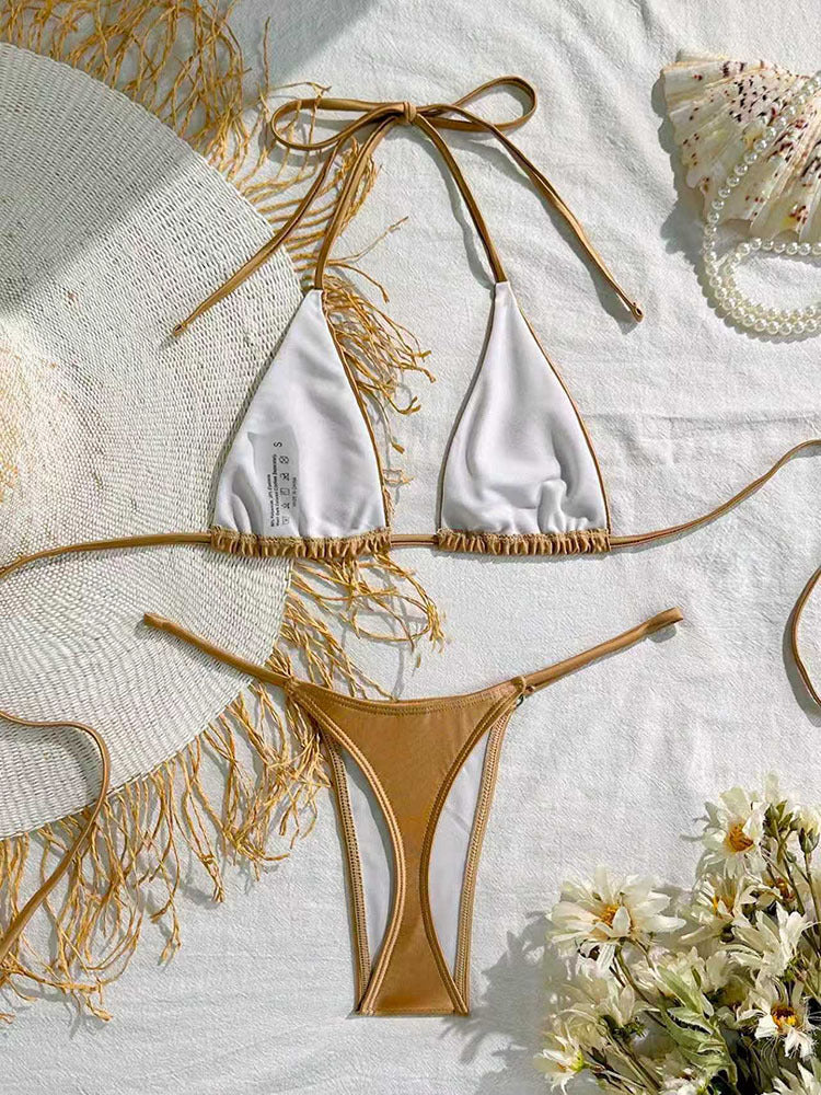 Damen Triangel-Bikini mit schicker Fransenverzierung Drune