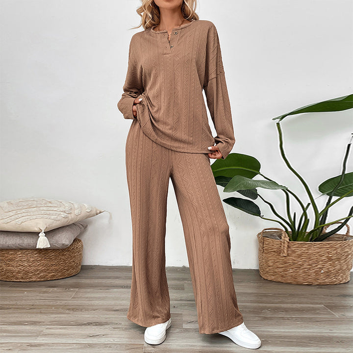 Damen Lässiges Strickanzug mit weitem Bein Drune