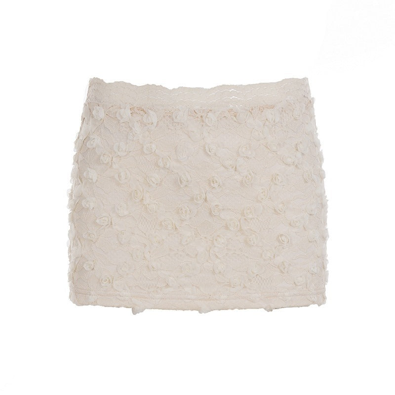 Damen Minirock mit floralem Spitzenmuster Drune