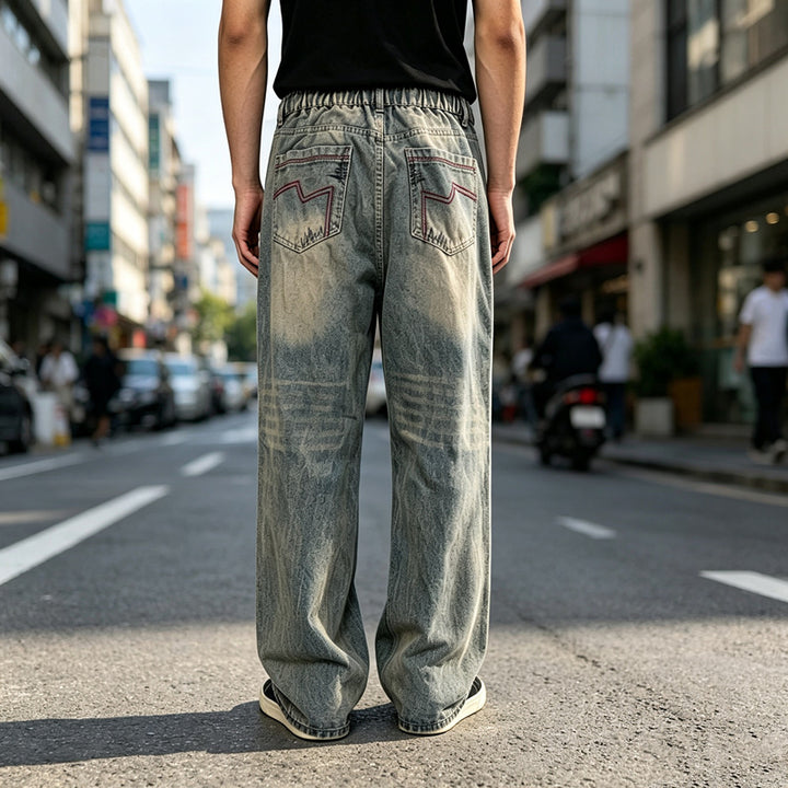 Herren lockere Denim-Jeans im Used-Look Drune