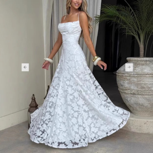 Damen Elegante Spitze A-Linie Abendkleid Drune