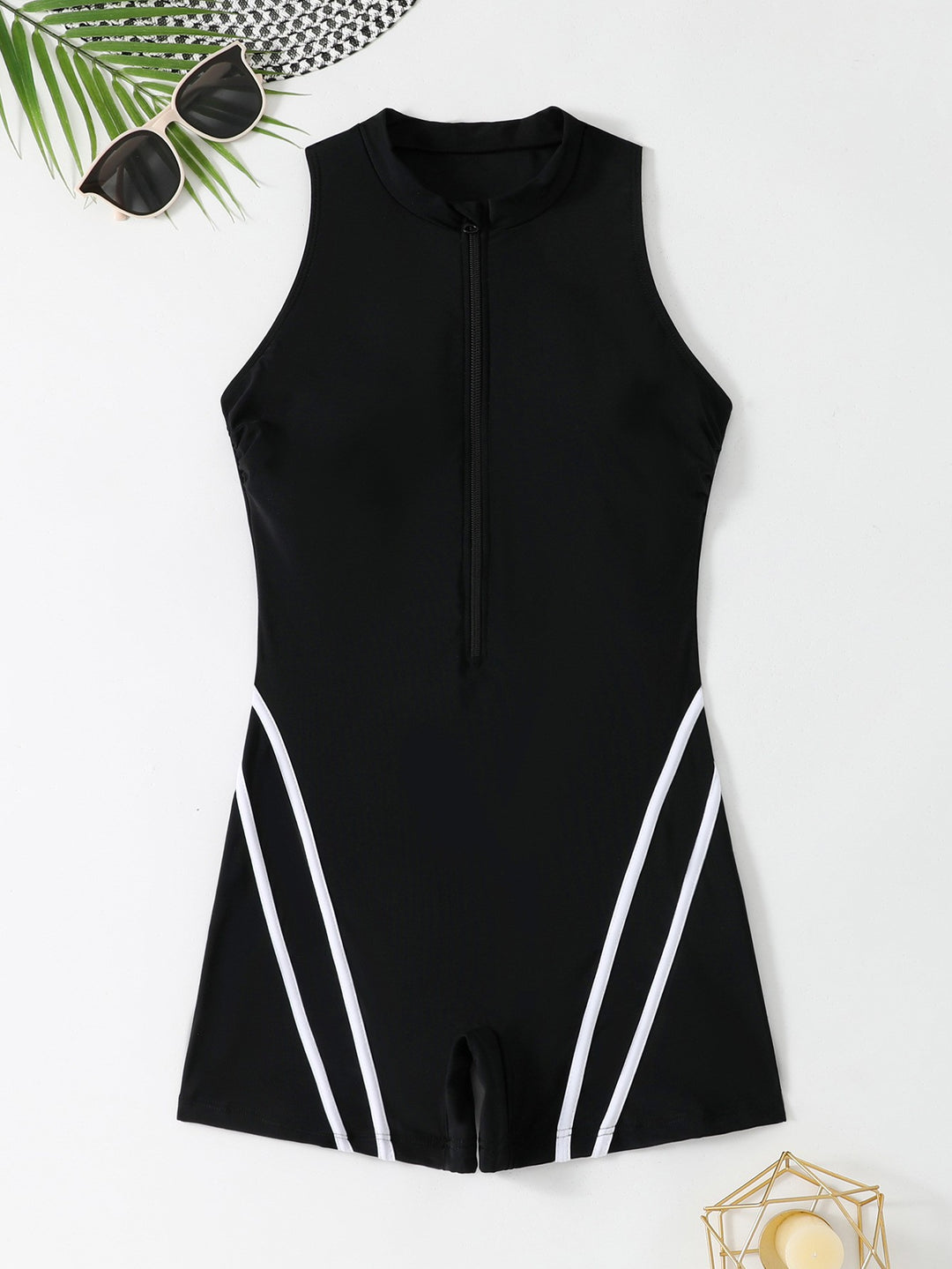 Damen Sportlicher Schwimmanzug mit Reißverschluss Drune