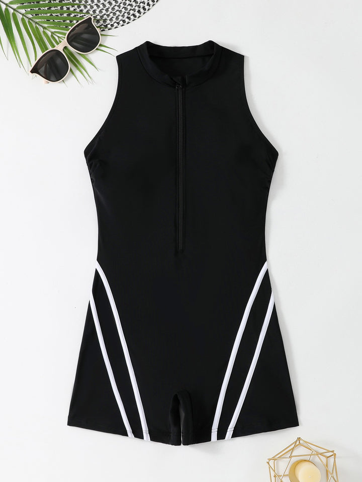 Damen Sportlicher Schwimmanzug mit Reißverschluss Drune