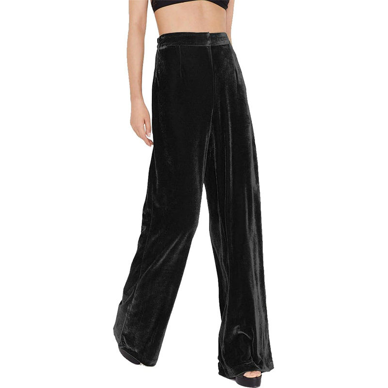 Damen elegante Samtweite Hose mit weitem Bein Drune