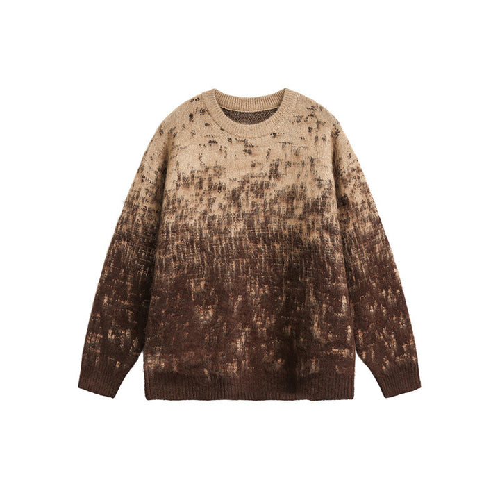 Unisex Oversize Grobstrickpullover mit sanftem Farbverlauf und Rundhalsausschnitt Drune