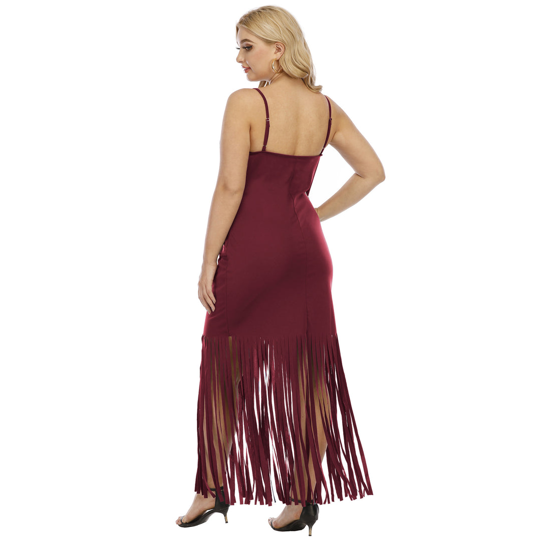 Damen Maxikleid mit fransigem Design Drune