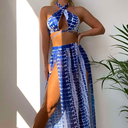 Damen Bikinistyle mit transparentem Maxirock Drune