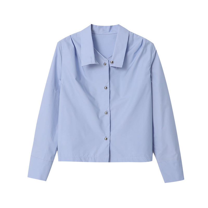 Damen Elegante Bluse mit strukturiertem Kragen und Knopfverschluss Drune