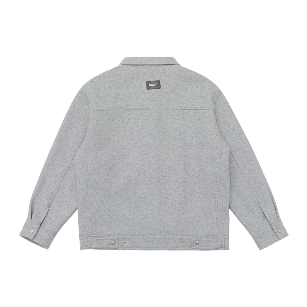 Herren Boxy-Wollmix-Blousonjacke mit Druckknopffront und aufgesetzten Pattentaschen Drune