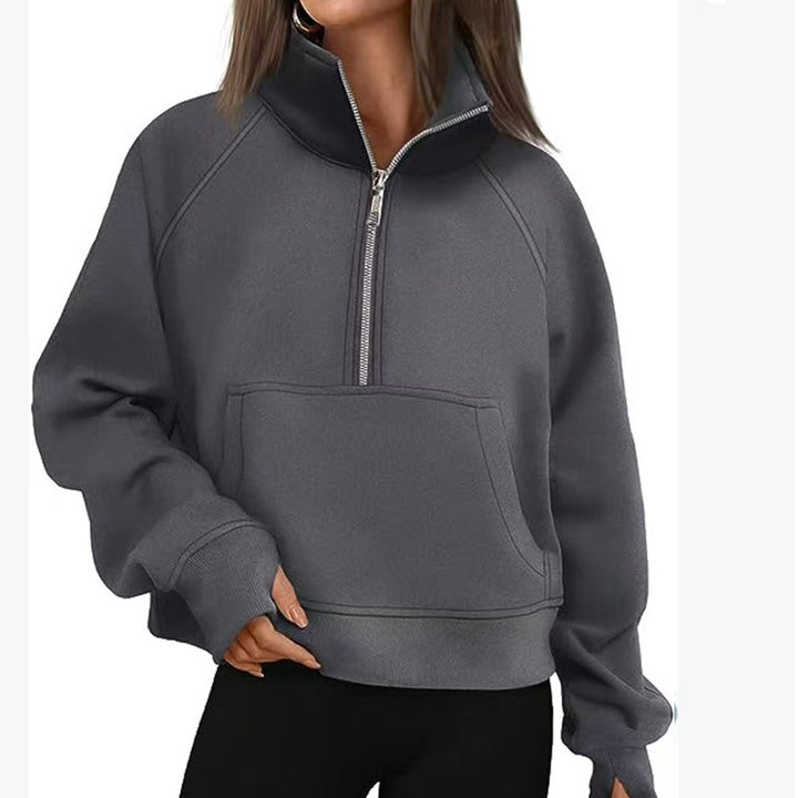 Damen Sportlicher Hoodie mit hohem Kragen Drune